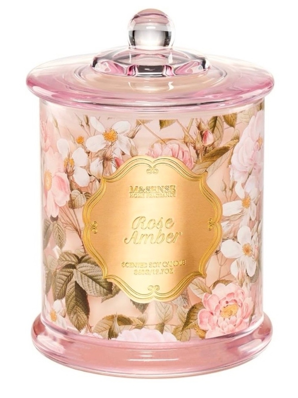 🆕 - M&SENSE -Rose Amber Organic Soy Double Wick Candle, Double Wick 12.7oz